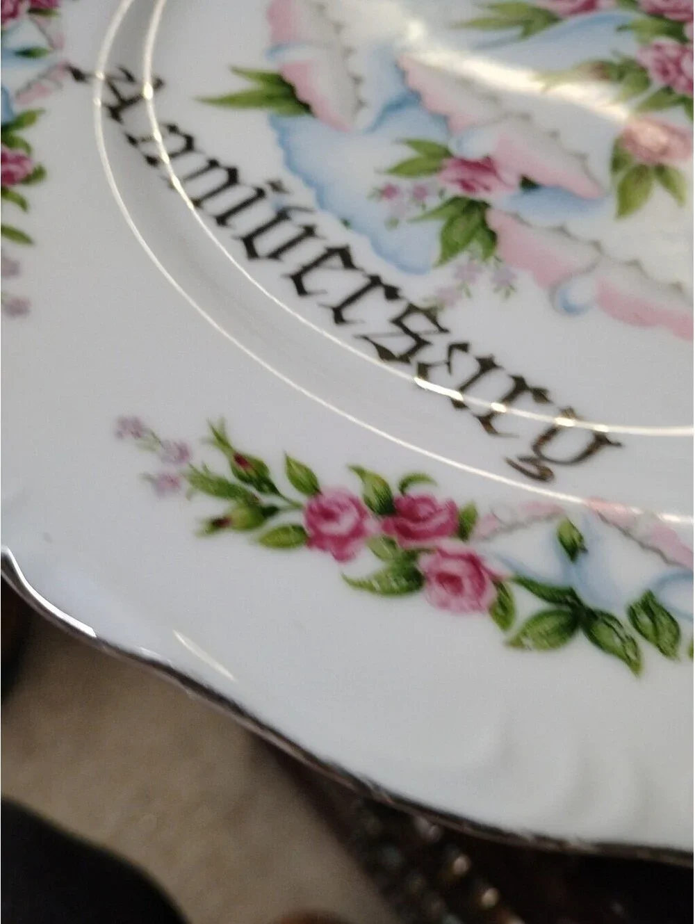 25th Anniversary Celebration Plate Norcrest Fine China B-331 Japan Platinum Trim
